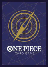 Dos de la carte, bleu sombre, avec une boussole dorée et les mots ONE PIECE CARD GAME.